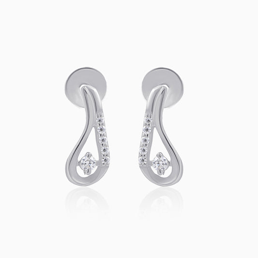 Pear Drop Design Silver Stud Earring