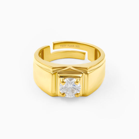 Solitaire Silver Men's Ring