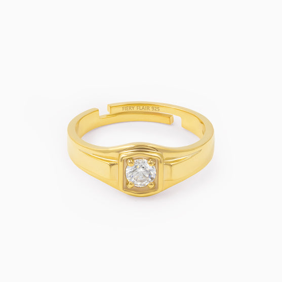 Solitaire Men's Silver Ring