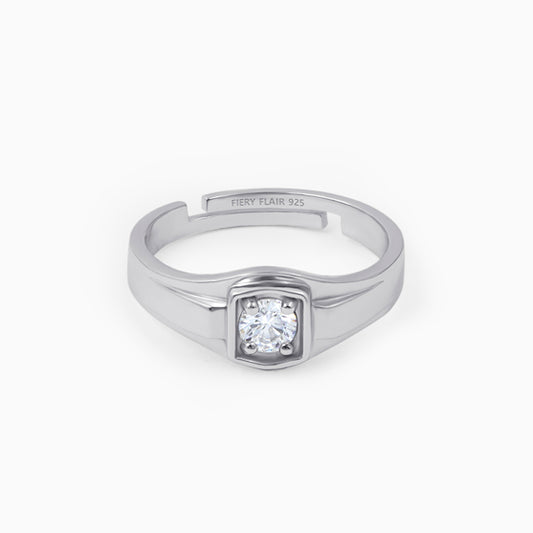 Solitaire Men's Silver Ring