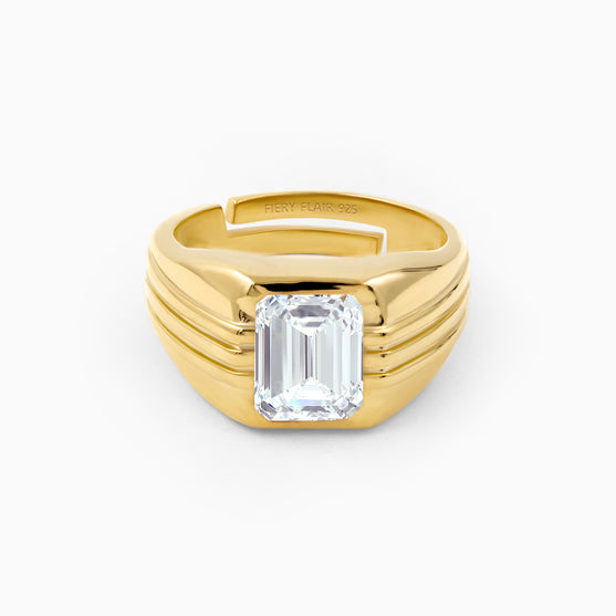 Men's Emerald Solitaire Silver Ring