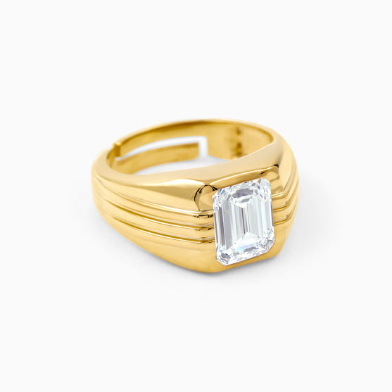 Men's Emerald Solitaire Silver Ring