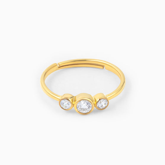 Three Stone Adjustable Silver Ring