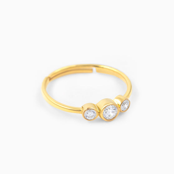 Three Stone Adjustable Silver Ring
