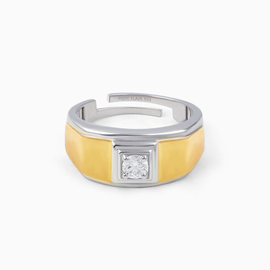 Solitaire Silver Men's Ring
