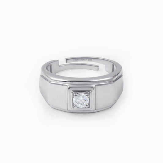 Men's Solitaire Silver Ring