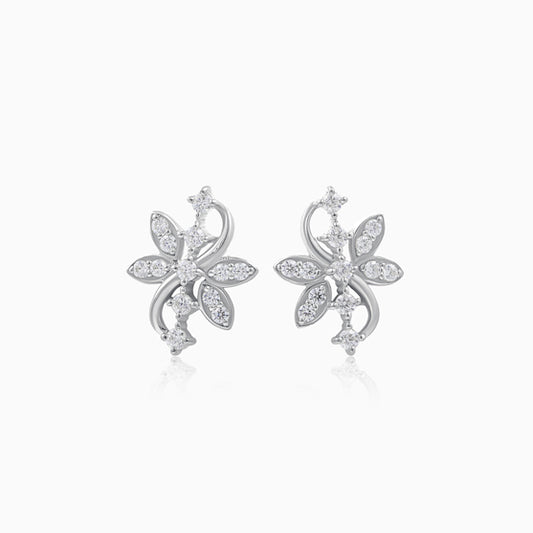 Silver Floral Opulence Stud Earrings
