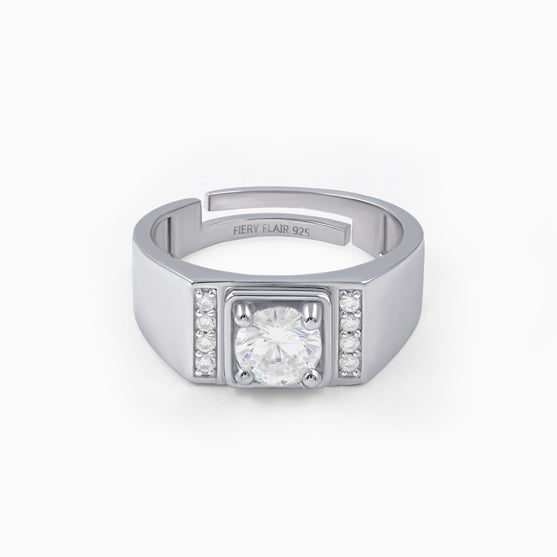 Solitaire Silver Men's Ring