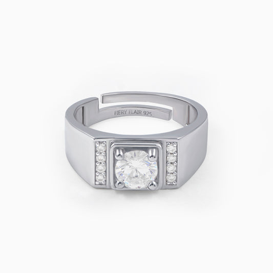 Solitaire Silver Men's Ring
