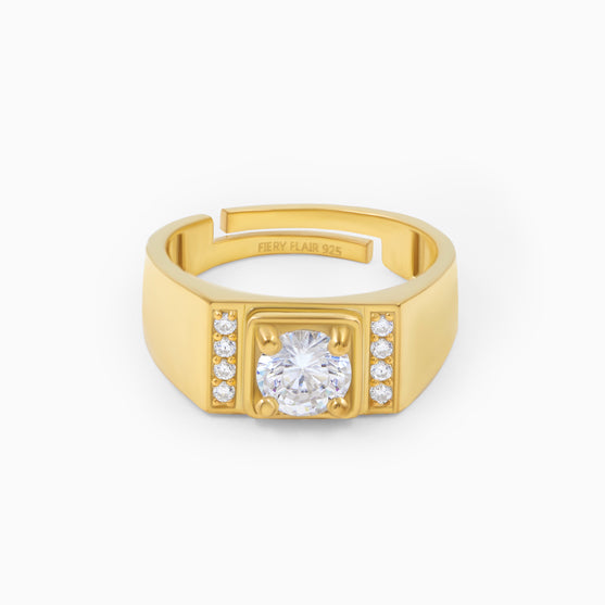 Solitaire Silver Men's Ring