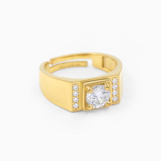 Solitaire Silver Men's Ring