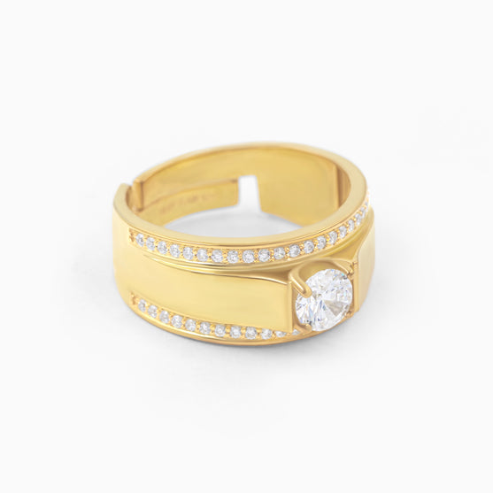 Solitaire Silver Men's Ring