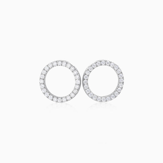 Round Silver Sparkle Stud Earring