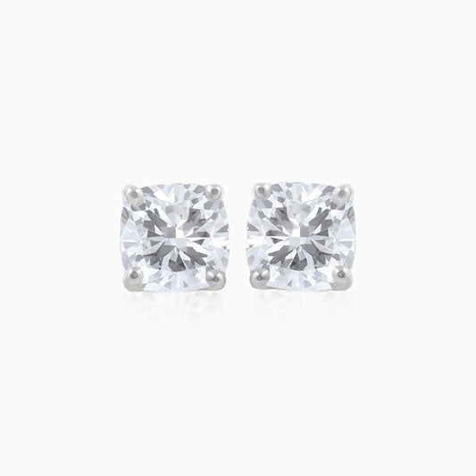 Cushion Silver Stud Earring