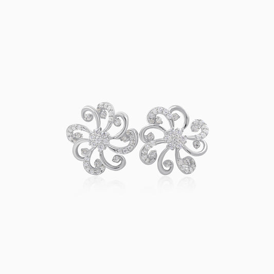 Silver Swirls Stud Earrings