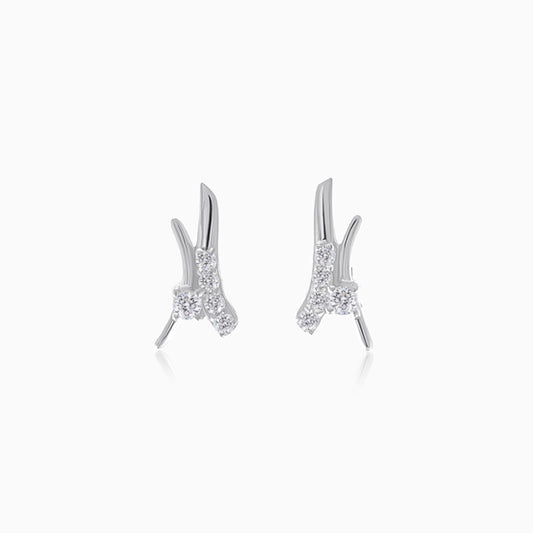 Elegant Sparkle Silver Stud Earring