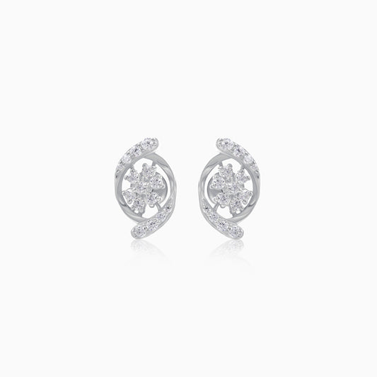 Stellar Floral Silver Stud Earrings
