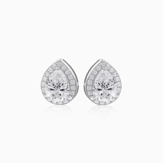 Silver Pear Shaped Stud Earring