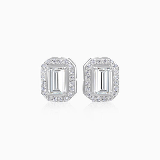 Sparkle Emerald Silver Stud Earring