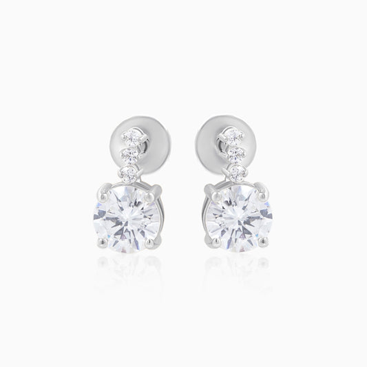 Silver Moonlit Solitaire Stud Earring
