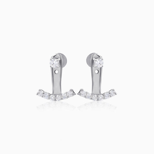 Silver Arc-Shaped Stud Earrings