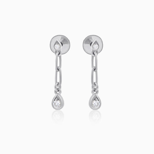 Pear Shaped Chain Link Silver Drop Earring