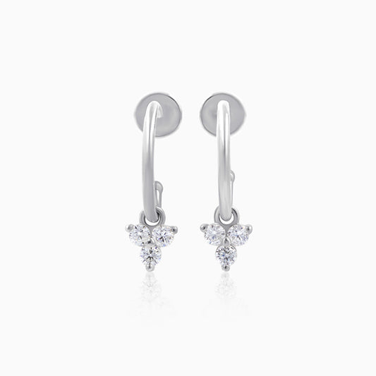 Trio Huggie Silver Half Hoop Earrings