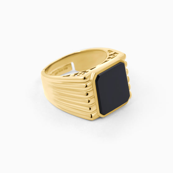 Black Stone Men's Silver Ring