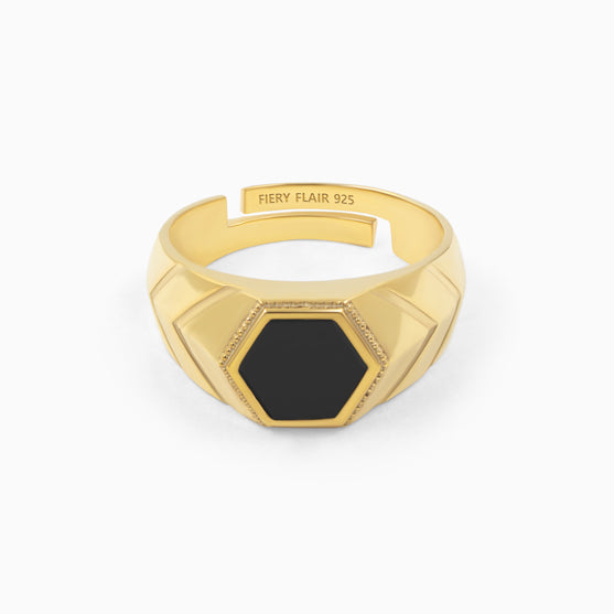 Black Stone Men's Silver Ring
