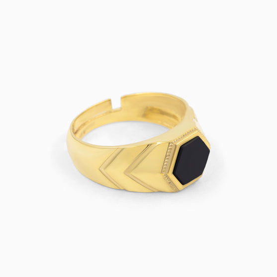 Black Stone Men's Silver Ring