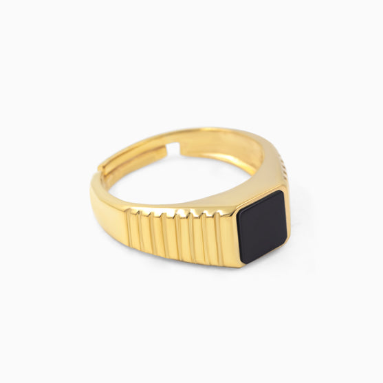 Men's Black Stone Silver Ring