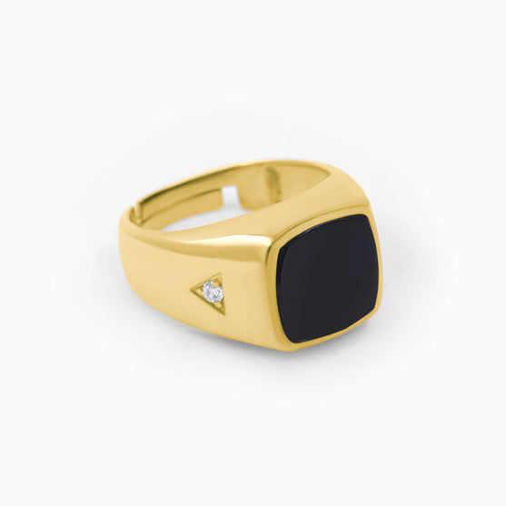 Black Stone Men's Silver Ring