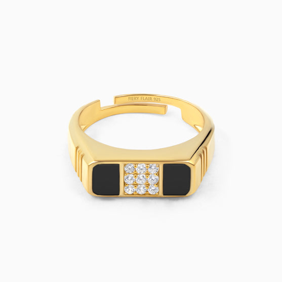 Black Stone Men's Silver Ring