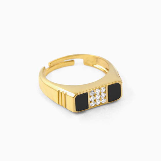 Black Stone Men's Silver Ring