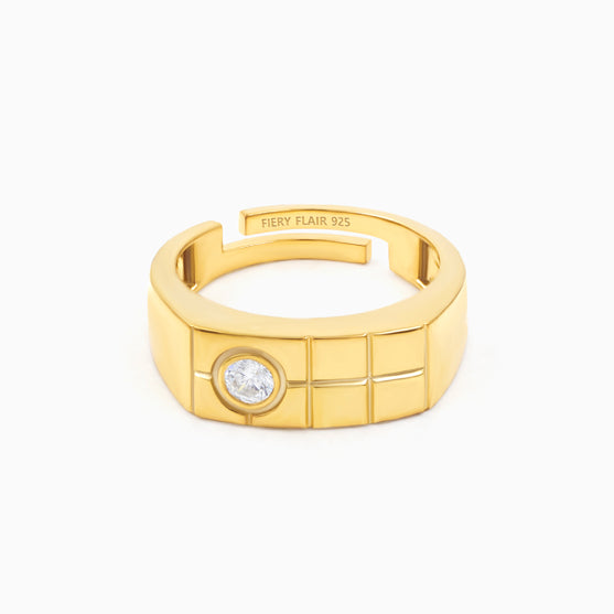 Single Stone Men's Silver Ring