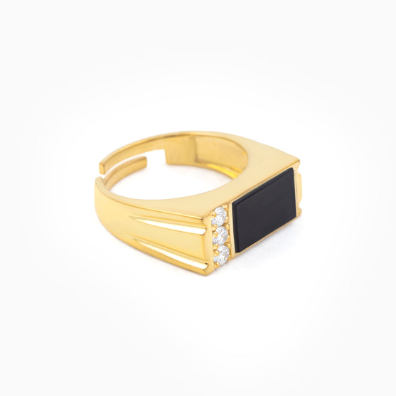 Men's Silver Black Stone Ring