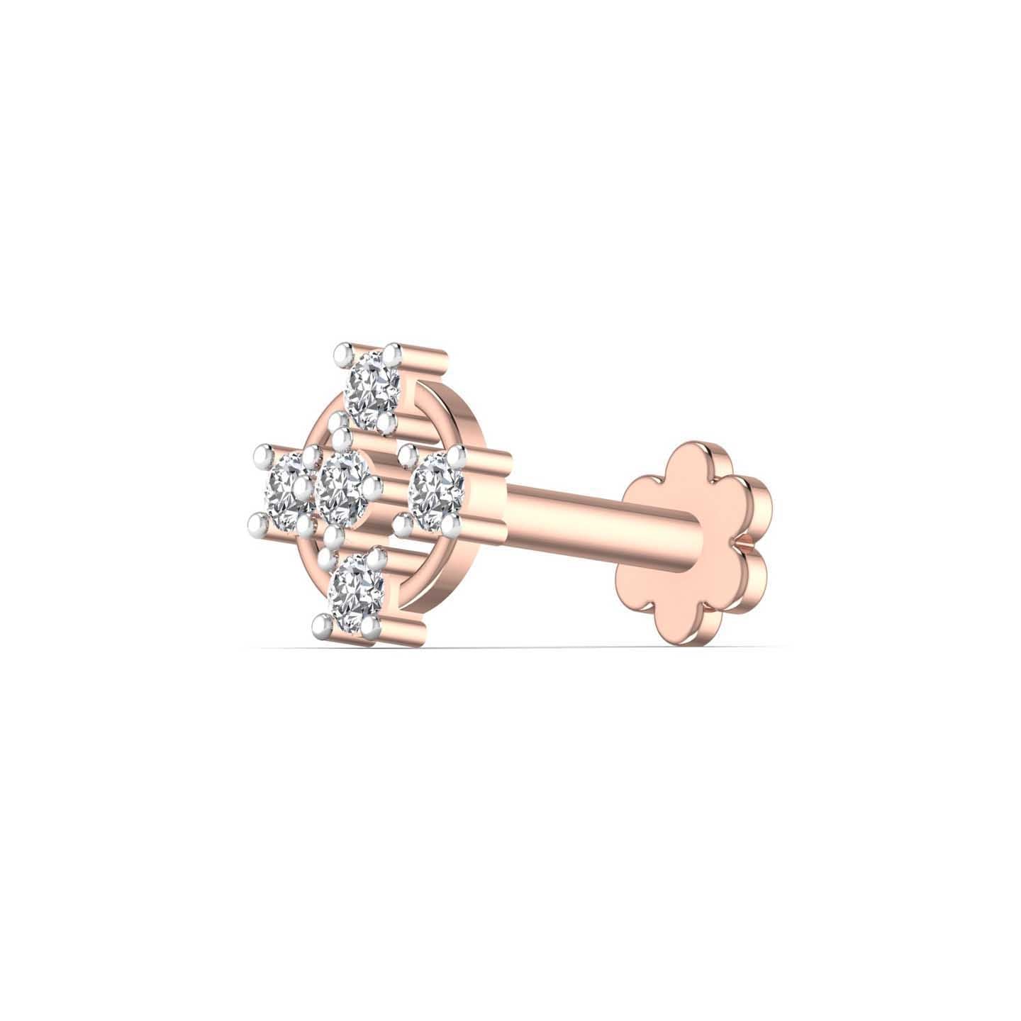 Round Design Diamond Nose Pin
