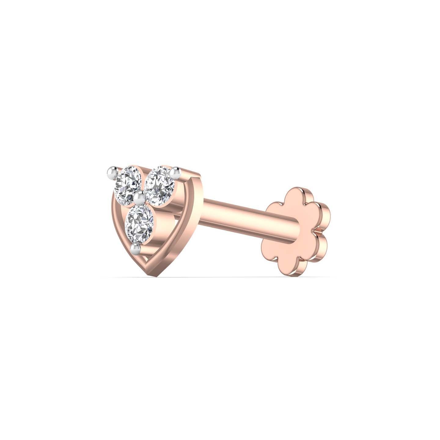 Three Stone Diamond Nose Pin