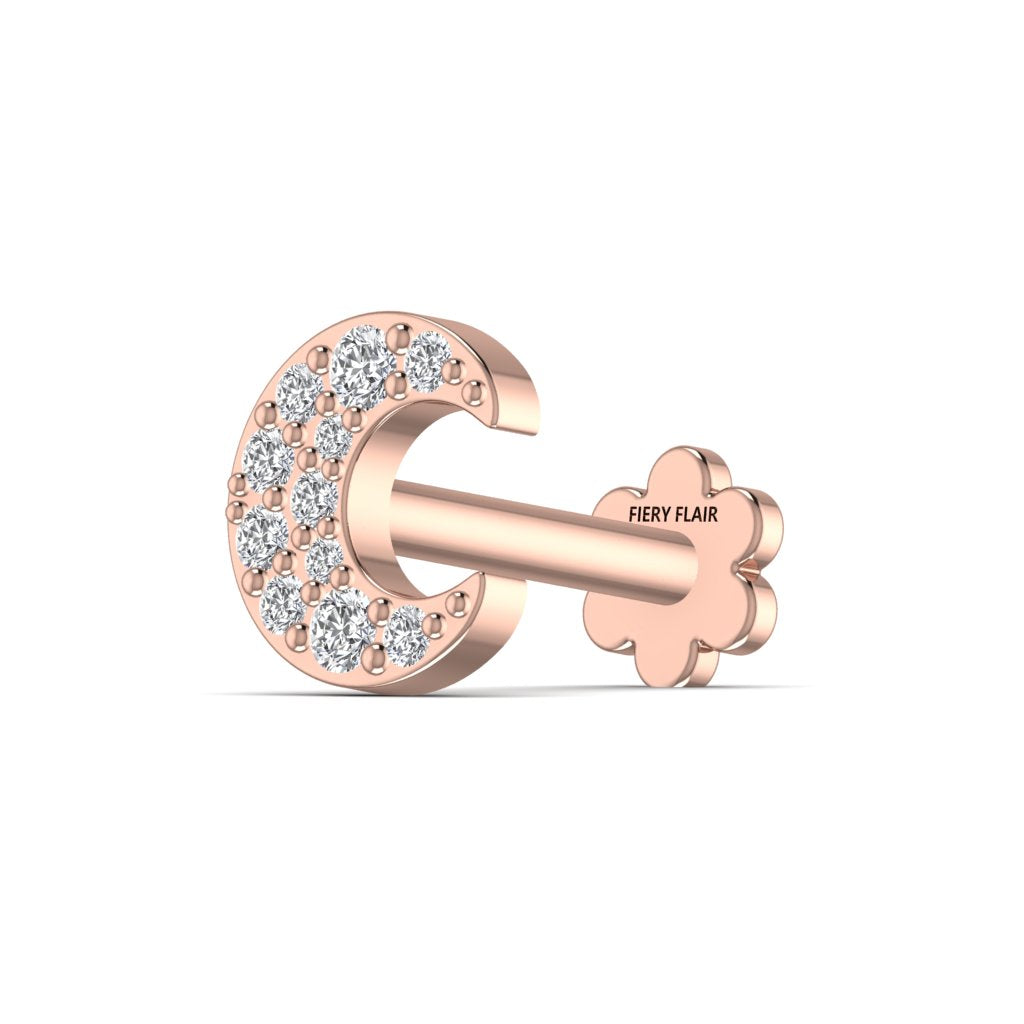 Moon shape Lab Diamond Nose Pin