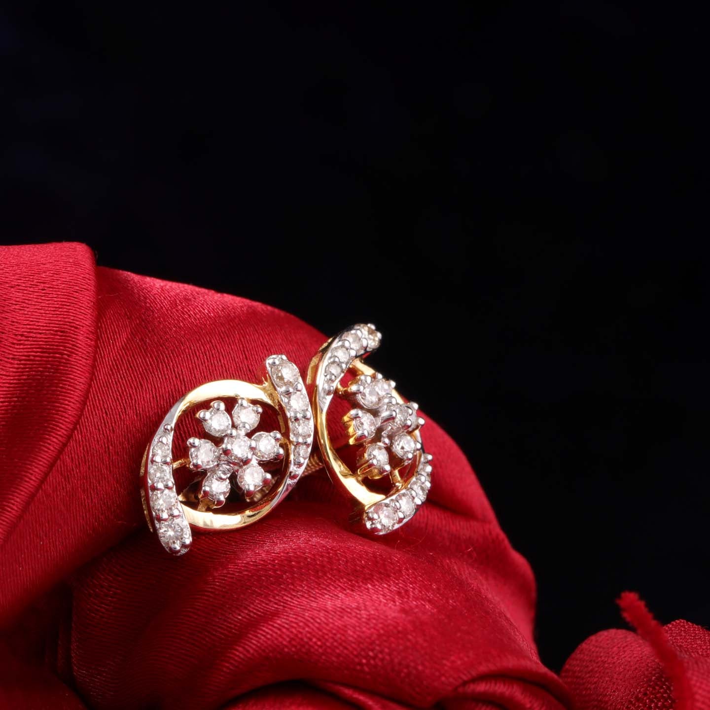 Floral Silver Stud Earrings