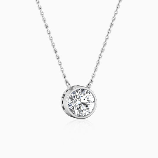 Silver Solitaire Sparkling Pendant Necklace