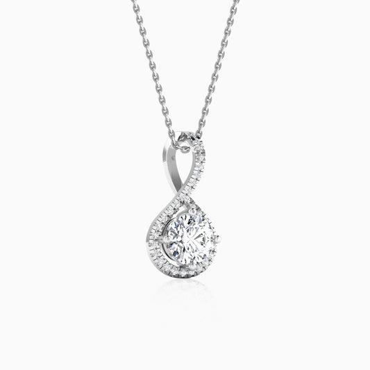 Silver Solitaire Twisted Pendant Necklace