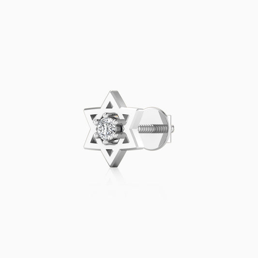 Star Men's Stud Silver Earring