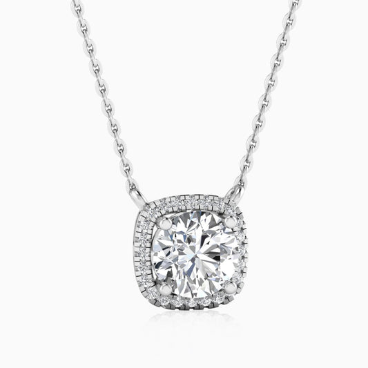 Silver Luminous Solitaire Pendant Necklace