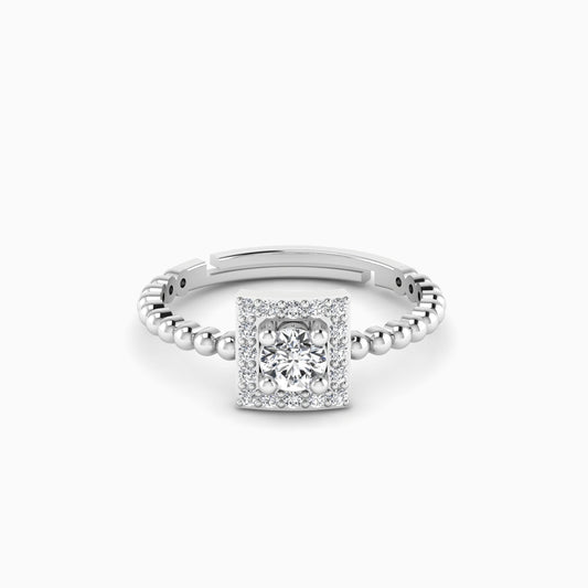 Sheeny Solitaire Silver Ring