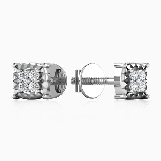 Square Shaped Silver Stud Earring
