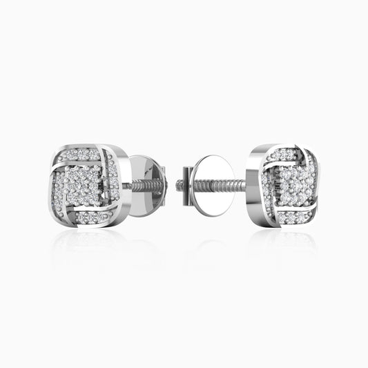 Cushion Shape Silver Stud Earring