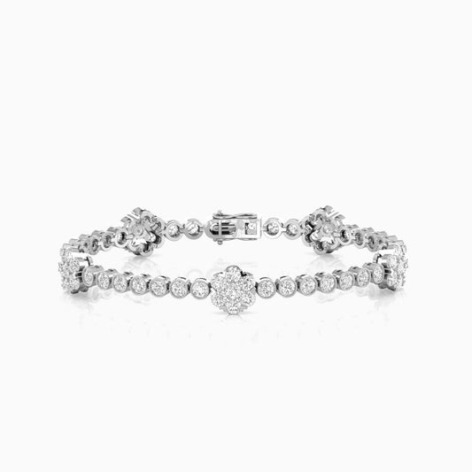 Flower Motif Silver Bracelet