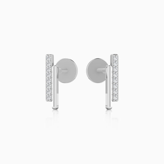 Linear Bar Silver Stud Earring