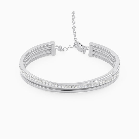 Glimmering Silver Twist Bracelet